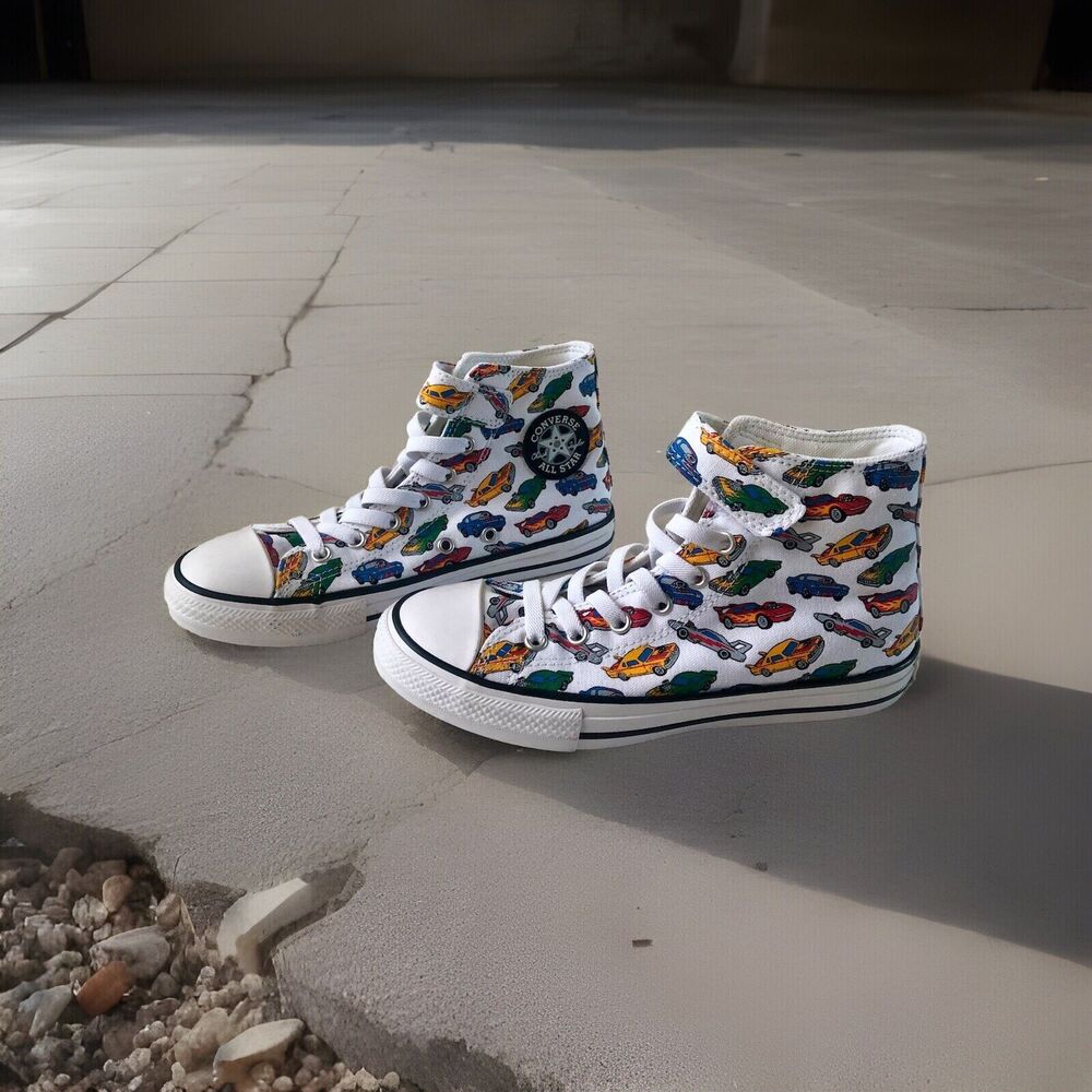 Converse All Star Hi Tops Easy On Cars Design Youth Size 3 - 21.5 CM